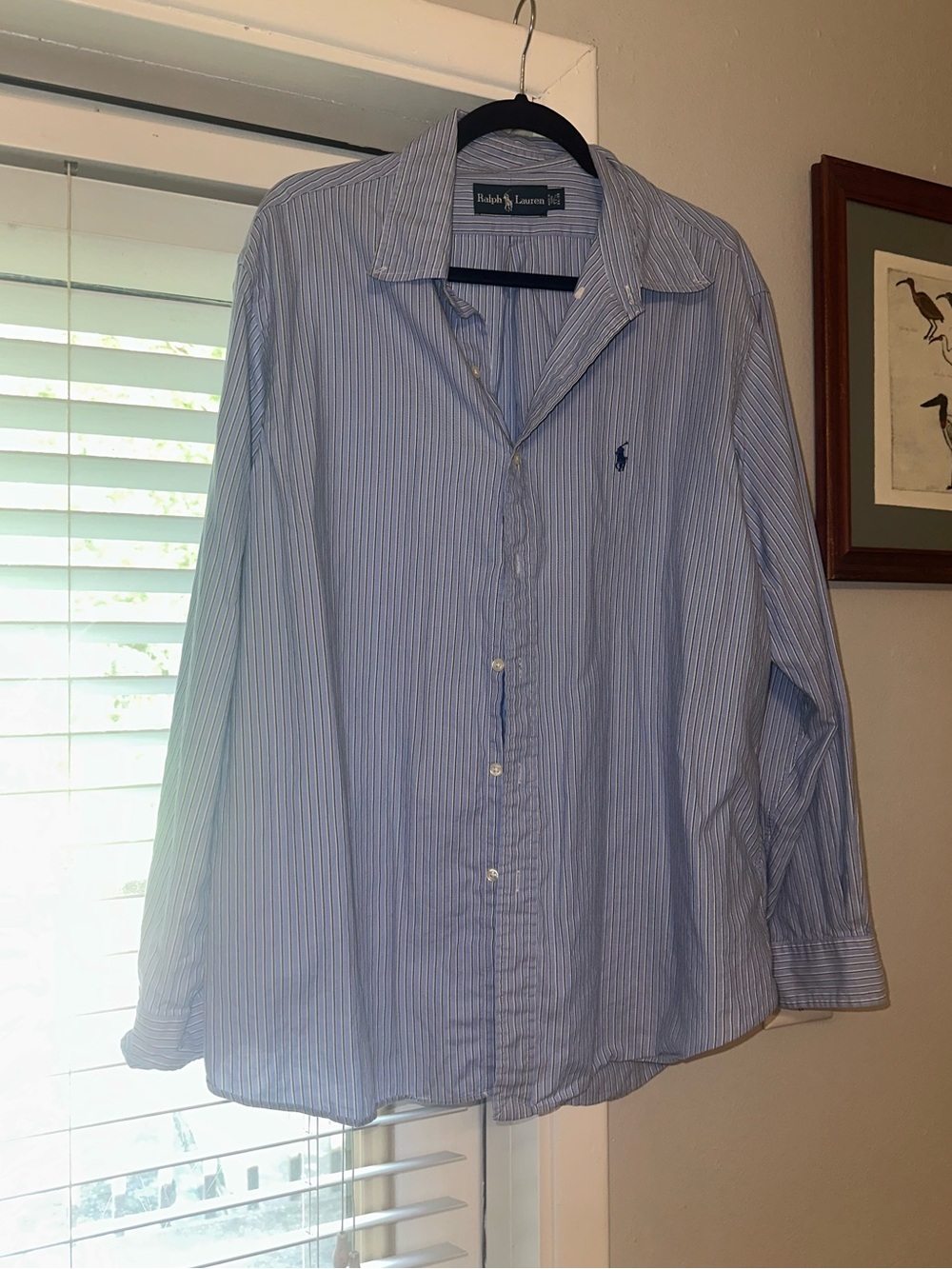 Ralph Lauren Men’s Blue and White Pinstripe Button-Down Shirt